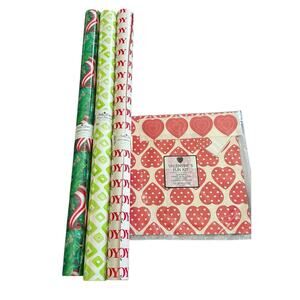 Sally Foster Wrapping Paper Holiday Ribbon Holly Joy Double Sided Valentines